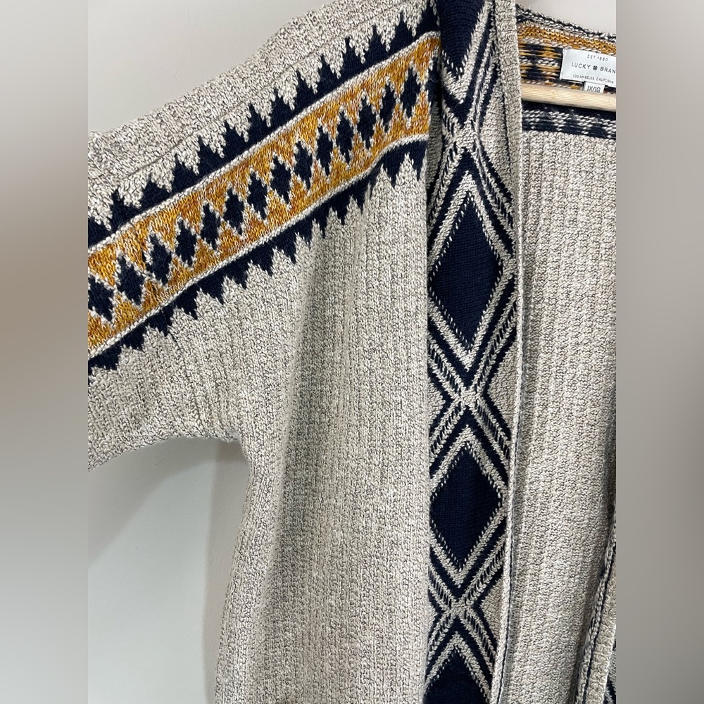 NWT Lucky Brand Women’s Tribal Hooded Open Front Cardigan Sweater Size 1X - Picture 8 of 13